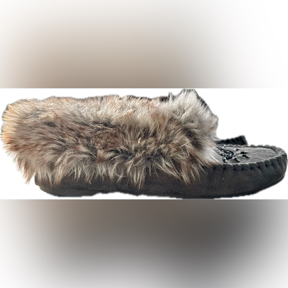 Cozy Gray Fur-Lined Women's Slippers - Picture 3 of 6